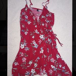 Short Floral Red Dress